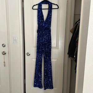 Fashion Nova Blue sequin jumpsuit - XS